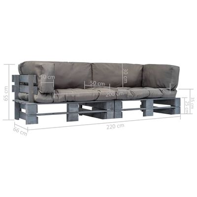 vidaXL Sodo sofos komplektas iš palečių su pagalvėmis, 2 dalių, pušis