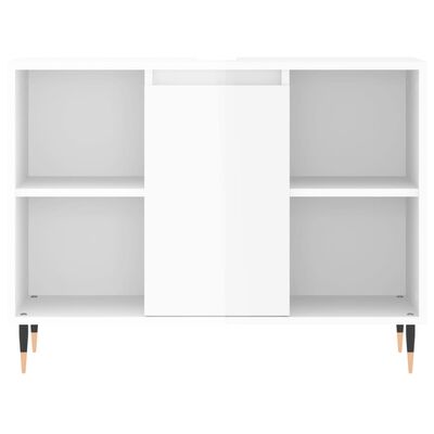 vidaXL Vonios baldų komplektas, 3 dalių, baltas, mediena, blizgus