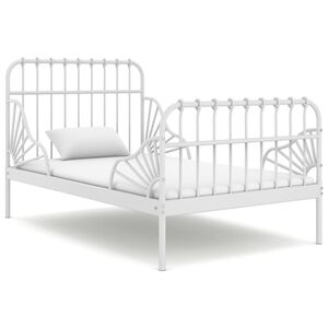 vidaXL I&scaron;skleidžiamas lovos rėmas, baltas, 80x130/200cm, metalas