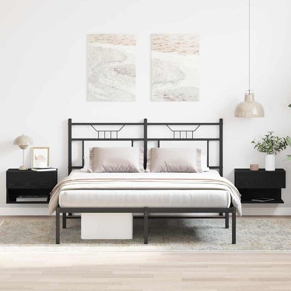 vidaXL Šalia lovos spintelė 2 pcs juoda ąžuolo 46 x 29.5 x 30 cm