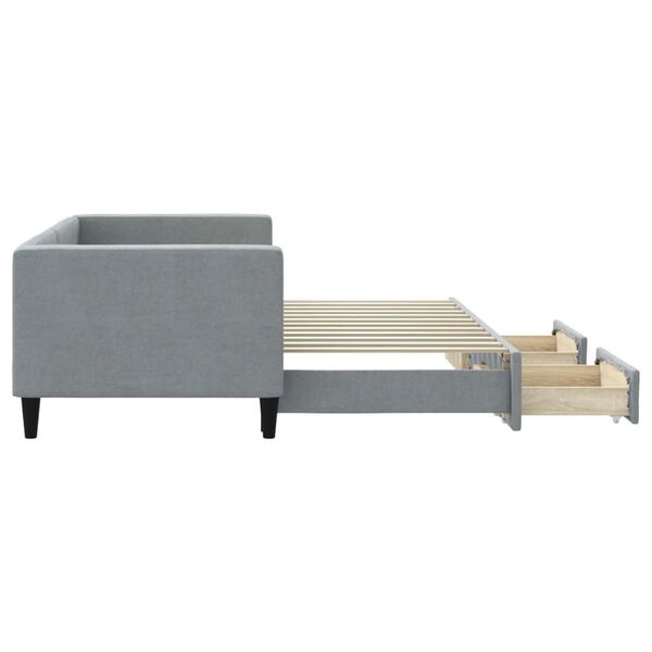 vidaXL Lova su ištraukiama dalimi/stalčiais, pilka, 80x200cm, audinys