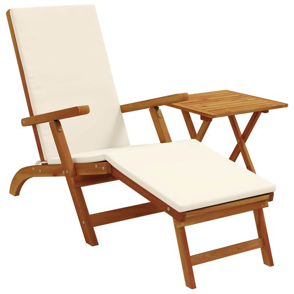 vidaXL Lauko terasos kėdė su pakoja ir staliuku, akacijos masyvas