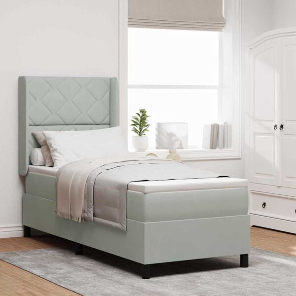 vidaXL Kiemas lova su galvūgalio &Scaron;viesiai pilka 80 x 200 cm Aksomas