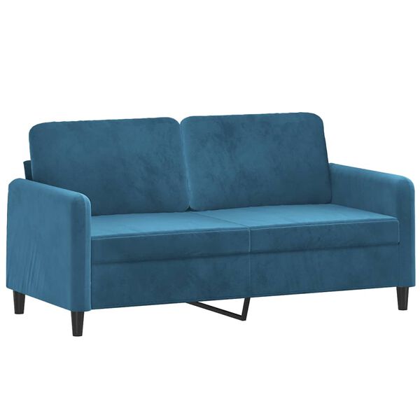 vidaXL Dvivietė sofa, mėlynos spalvos, 140cm, aksomas