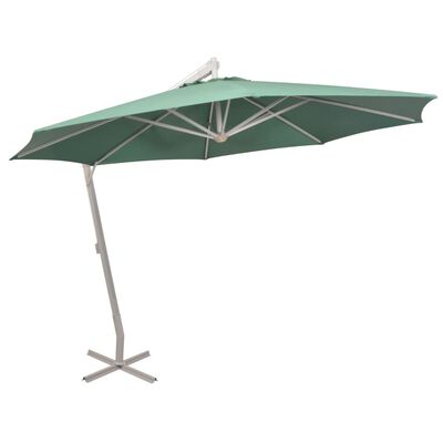 vidaXL Pakabinamas skėtis nuo saulės, 350cm, alium. kotas, žalias
