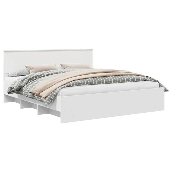 vidaXL Lovos rėmas su galvūgalio Balta 200 x 200 cm Apdirbta mediena