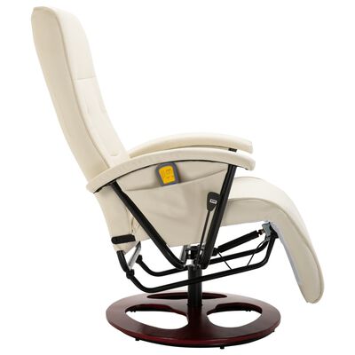 vidaXL Masažinė kėdė, baltos spalvos, dirbtinė oda