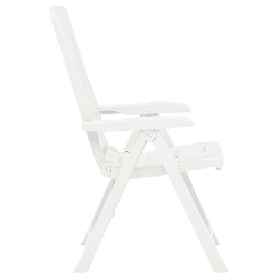vidaXL Atlošiamos sodo kėdės, 2vnt., baltos spalvos, plastikas