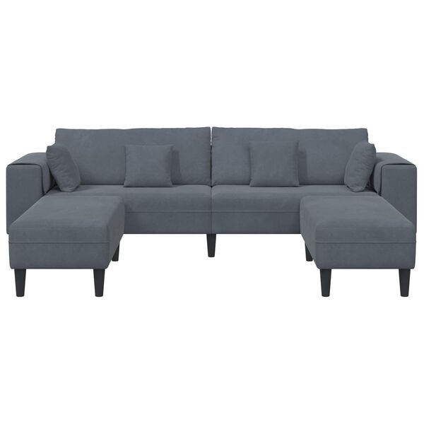 vidaXL Aksominė sofa su pagalve 3 pcs Tamsiai pilka 208 cm Aksomas