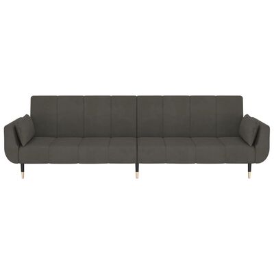 vidaXL Dvivietė sofa-lova su pakoja ir pagalvėmis, pilka, aksomas
