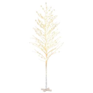 vidaXL Beržas su 672 &scaron;iltomis baltomis LED lemputėmis, 400cm, baltas