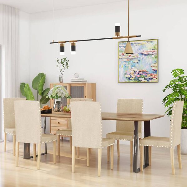 vidaXL Valgomojo kėdės, 6vnt., kreminės spalvos, audinys