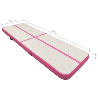 vidaXL Pripučiamas gimnastikos kilimėlis, rožinis, 300x100x15cm, PVC