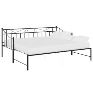 vidaXL I&scaron;traukiamos sofos-lovos rėmas, juodas, 90x200cm, metalas