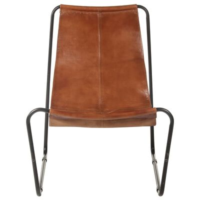 vidaXL Poilsio kėdė, rudos spalvos, tikra oda