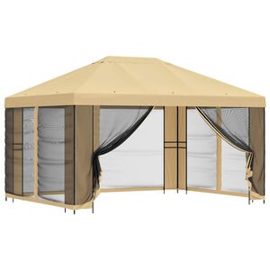 vidaXL Sodo pavėsinė su &scaron;oninėmis sienelėmis 4 &times; 3 m Kreminė