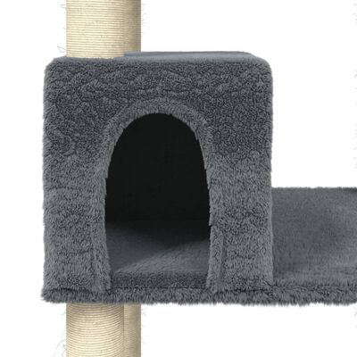 vidaXL Draskyklė katėms su stovais iš sizalio, tamsiai pilka, 141cm