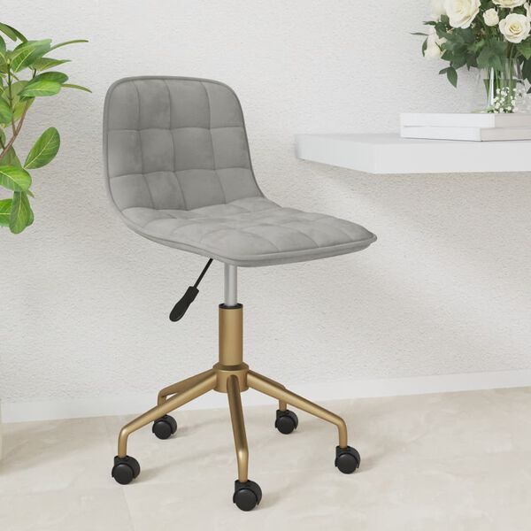 vidaXL Pasukama valgomojo kėdė, &scaron;viesiai pilkos spalvos, aksomas