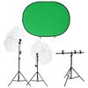 vidaXL Fotostudijos rinkinys su ap&scaron;vietimo rinkiniu ir fonu