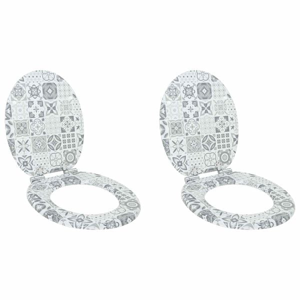 vidaXL Klozeto sėd. 2 d. su mink&scaron;to užd. dang., MDF, porceliano ra&scaron;tų