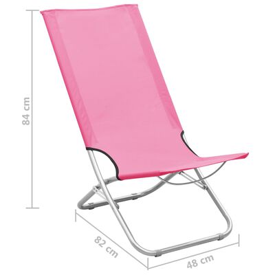 vidaXL Sulankstomos paplūdimio kėdės, 2vnt., rožinės spalvos, audinys