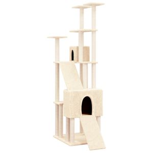 vidaXL Draskyklė katėms su stovais i&scaron; sizalio, kreminės spalvos, 190cm
