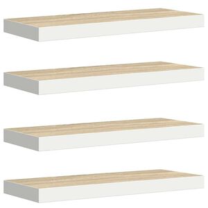 vidaXL Pakabinamos lentynos, 4vnt., ąžuolo/baltos, 60x23,5x3,8cm, MDF
