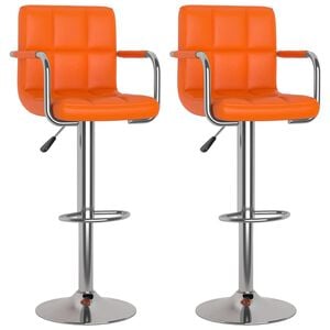 vidaXL Baro taburetės, 2vnt., oranžinės spalvos, dirbtinė oda