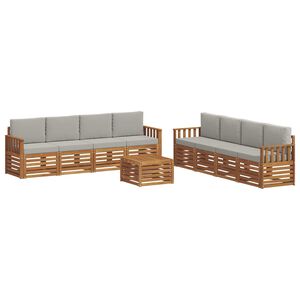 vidaXL Sofų komplektai su pagalve 9 pcs Natūrali ir &scaron;viesiai pilka