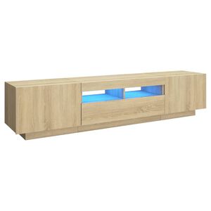 vidaXL Televizoriaus spintelė su LED ap&scaron;vietimu, ąžuolo, 180x35x40cm