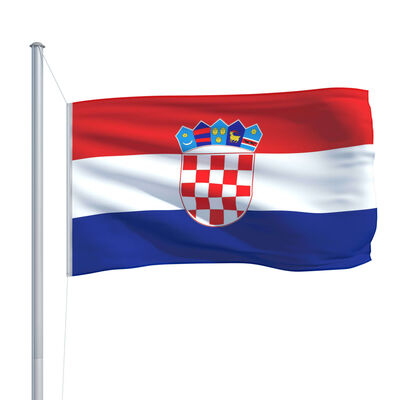 vidaXL Kroatijos vėliava su stiebu, aliuminis, 6,2m