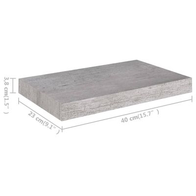 vidaXL Pakabinama sieninė lentyna, betono pilka, 40x23x3,8cm, MDF