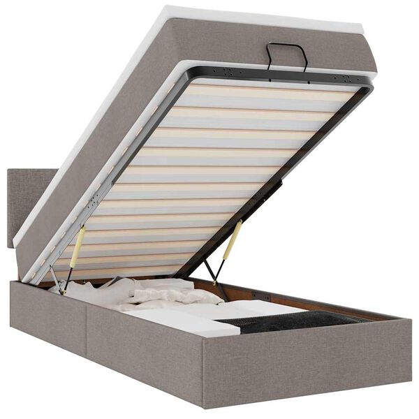 vidaXL Osmanų lova su čiužiniu, taupe, 90x200cm, audinys