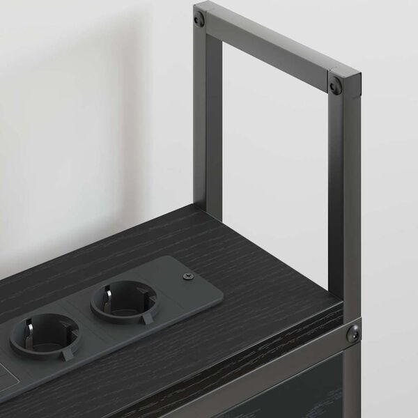 vidaXL Saugojimo Lovos Atlo&scaron;as su Įkrovimo Stotimi juoda ąžuolo 200 cm