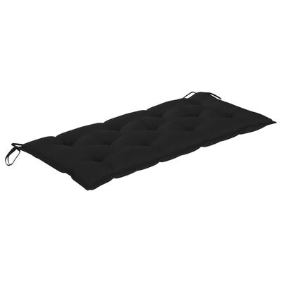 vidaXL Supamas suoliukas su juodos spalvos pagalvėle, 120cm, tikmedis