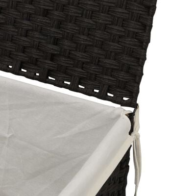 vidaXL Skalbinių krepšys su dangčiu, juodas, 55,5x35x34cm, poliratanas