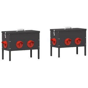 vidaXL Vi&scaron;tų lesykla 2 pcs Juoda 41,5 x 20,5 x 33 cm