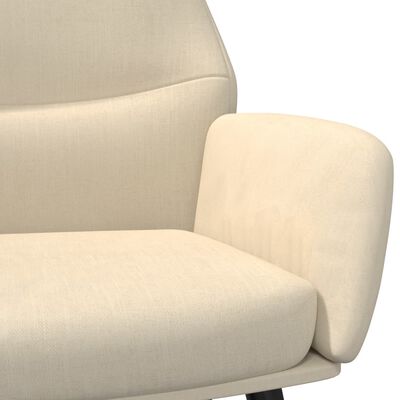 vidaXL Poilsio kėdė su taburete, kreminės spalvos, audinys