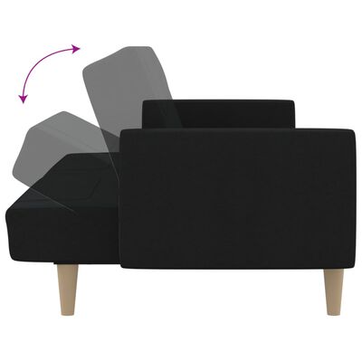 vidaXL Dvivietė sofa-lova, juodos spalvos, audinys