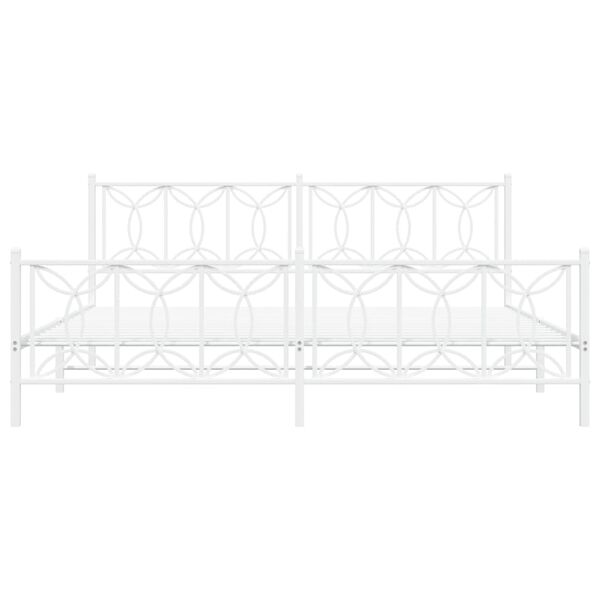 vidaXL Lovos rėmas su galvūgaliu/kojūgaliu, baltas, 200x200cm, metalas