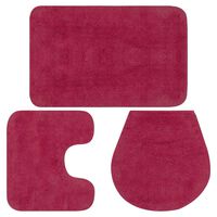 vidaXL Vonios kilimėlių rinkinys, 3d., fuksijos spalvos, audinys
