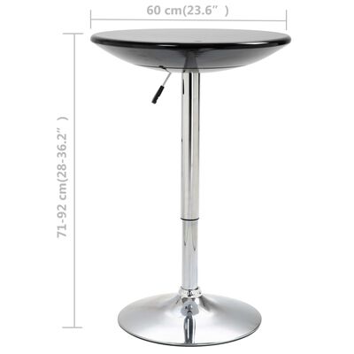 vidaXL Baro stalas, juodos spalvos, ABS plastikas, 60 cm skersmens