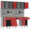 vidaXL Darbo spinta 10 pcs Raudona Inžinerinė mediena ir plienas