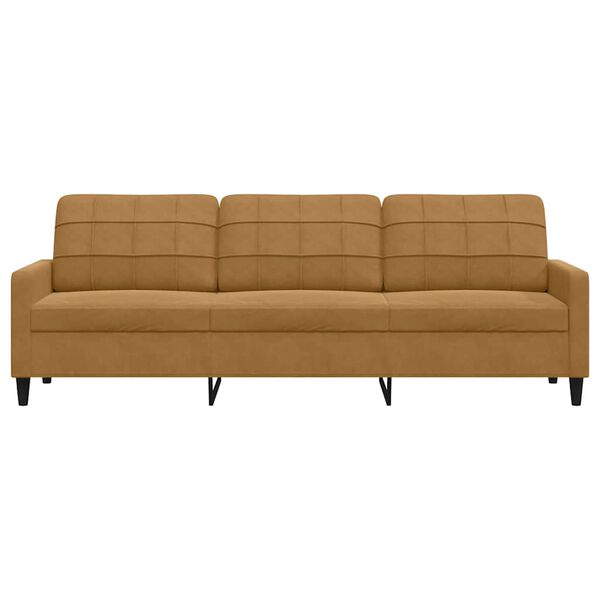 vidaXL Trivietė sofa, rudos spalvos, 210cm, aksomas