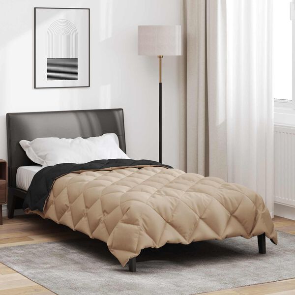 vidaXL Žiemos antklodė Juoda ir taupe 220 x 155 cm Mikropluo&scaron;tas