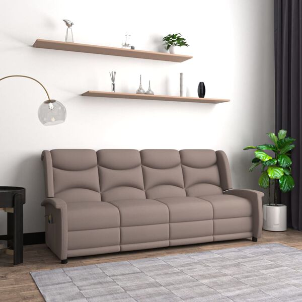 vidaXL Keturvietis atlo&scaron;iamas masažinis krėslas, taupe, audinys