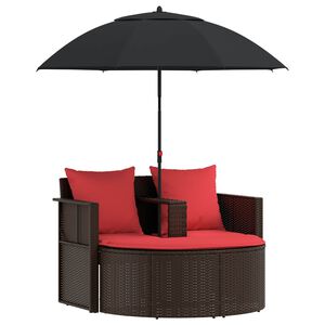 vidaXL Sodo sofa Ruda ir raudona 168 x 168 x 180 cm poliratanas