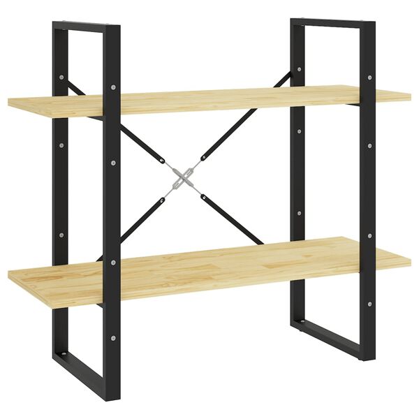 vidaXL Spintelė knygoms, 2 lentynos, 80x30x70cm, pušies masyvas