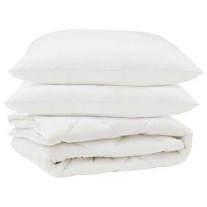 vidaXL Antklodė su pagalve 3 pcs Balta Mikropluo&scaron;tas