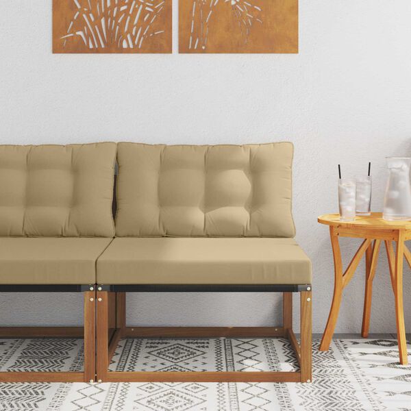 vidaXL Sekcija sofa vienetai Kietos akacijos mediena Natūrali